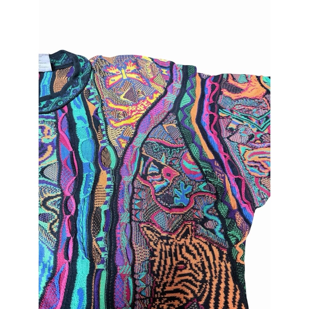 Rare Vintage COOGI Australia Zoo Animals Jungle 3D Knit Mercerized Cotton L - Picture 3 of 16
